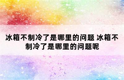 冰箱不制冷了是哪里的问题 冰箱不制冷了是哪里的问题呢